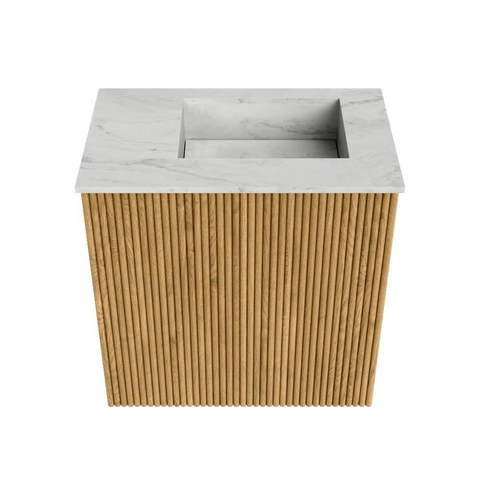 Mondiaz JOYA-DLUX 40cm toiletmeubel - kleur Oak - Wastafel FAYE positie Rechts Zonder kraangat kleur Opalo. SW1422104