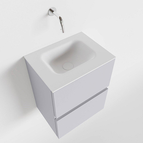 MONDIAZ ADA Toiletmeubel 40x30x50cm met 0 kraangaten 2 lades cale mat Wastafel Lex midden Solid Surface Wit SW472701