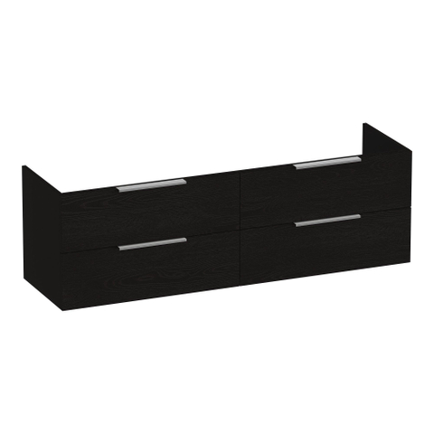 BRAUER Elevate meuble sous-lavabo 160 sans poignées de prise, 4 tiroirs à fermeture douce et 2 découpes pour siphon - Timber Black SW1200192