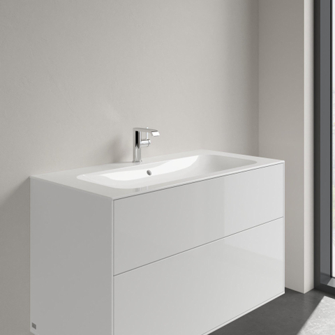 Villeroy & Boch finion meubelwastafel - 1 kraangat - 100x50cm CeramicPlus - met verdekte overloop - White Alpine (glans wit) SW106530