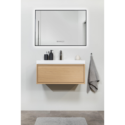 Eurom Sani 600 Mirror spiegel – 100x70 cm – indirecte LED rondom – infraroodverwarming 600 W – Zwart mat SW1225245