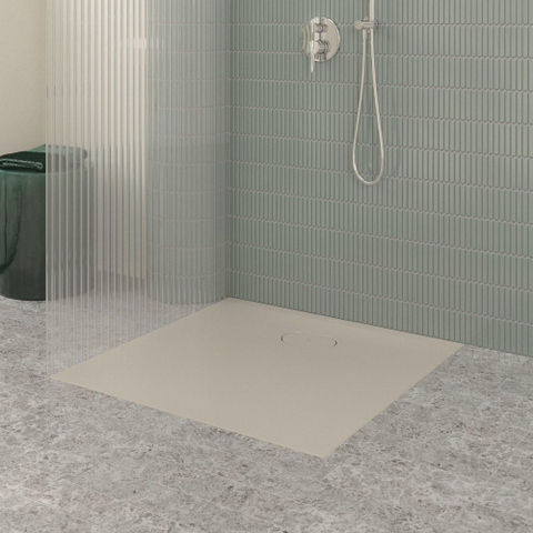 Villeroy & Boch Ecora douchebak - 90x90x3.5cm - afvoer korte zijde - almond (beige) SW1559018