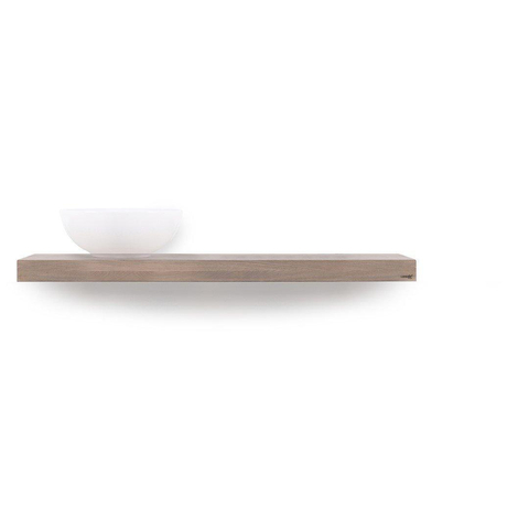 Looox Wood collection Solo plan sous vasque - 120x46cm - Avec suspension noir mat - Chêne massif vieux gris SW108679