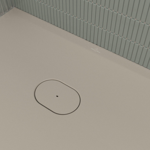 Villeroy & Boch Ecora douchebak - 150x100x3.5cm - afvoer korte zijde - almond (beige) SW1558940