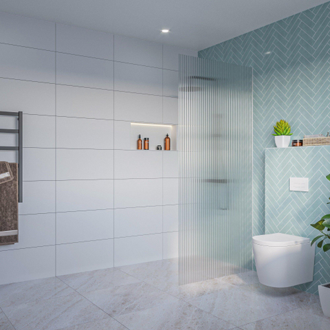 Fortifura Galeria Inloopdouche - ribbel - glas - 90x200cm - 8mm - nano - blind - inbouw profiel - helder geribbeld SW1170607