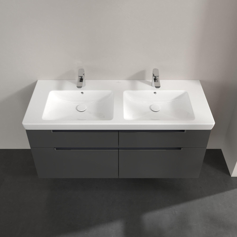 Villeroy & Boch Subway 2.0 wastafelonderkast - 128.7x59x44.9cm - glans grijs SW118762
