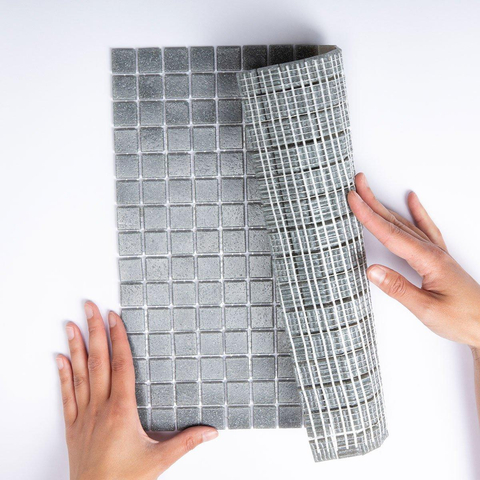 The Mosaic Factory Amsterdam mozaïektegel - 32.2x32.2cm - wand en vloertegel - Vierkant - Glas Grey Mat SW62087