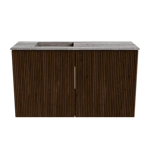 Mondiaz JOYA-DLUX 70cm toiletmeubel - kleur Walnut - Wastafel FAYE positie Links 1 kraangat kleur Oza. SW1426246