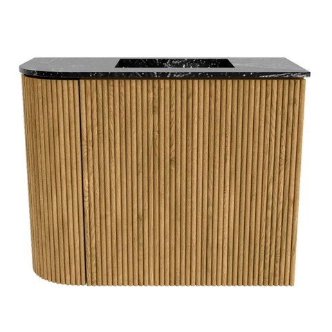 Mondiaz JOYA-DLUX Meuble de toilette 51,6 cm - arrondi gauche couleur Chêne - Vasque FAYE position Droite Sans trou de robinet couleur Lava SW1422079