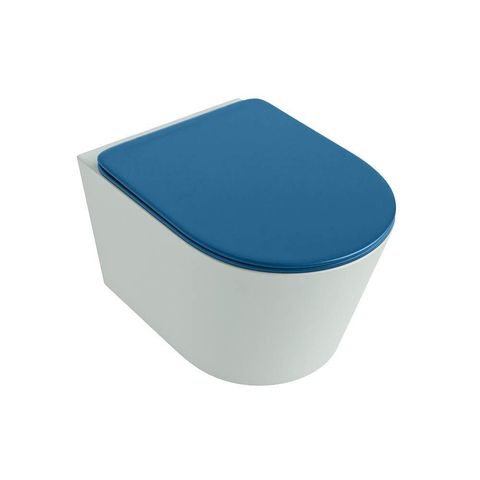 Mondiaz LAVIE hangtoilet – spoelrandloos – 36 x 53 cm – met softclose zitting – Greey (lichtgroen/grijs), zitting Jeans (blauw) SW1208636