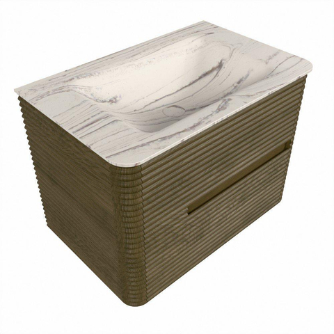 Mondiaz CIRO-DLUX Badkamermeubelset - 70x45x50cm - Solid surface wastafel Nata - 1 wasbak Midden - 1 kraangat - 2 lades - Dusk SW1533305