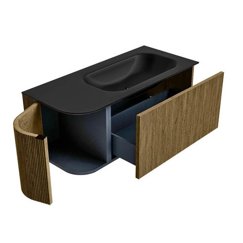 Mondiaz KURVE Ensemble de meuble de salle de bains - 105x46x40cm - 1 tiroir - 1 porte - lavabo solid surface - droit - sans trou de robinet - Dusk SW1415102