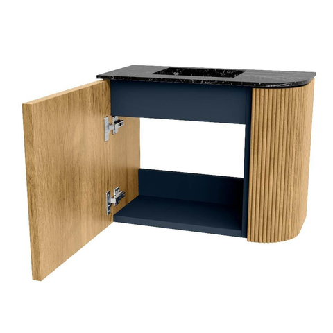 Mondiaz JOYA-DLUX 51.6cm meuble de toilette - arrondi droit couleur Chêne - Vasque FAYE position Gauche 1 trou de robinet couleur Lava. SW1422058