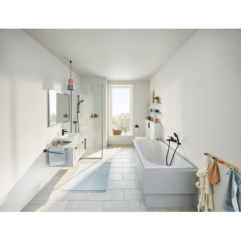 Grohe Precision Trend QuickFix Douchekraan - thermostatisch - met omstel - met koppelingen - HOH=12cm - matte black (mat zwart) SW1126845
