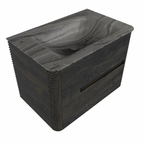 Mondiaz CIRO-DLUX Meuble de salle de bains - 70x45x50cm - Vasque solid surface Sombra - 1 lavabo au milieu - 1 trou de robinetterie - 2 tiroirs - Shadow SW1532741