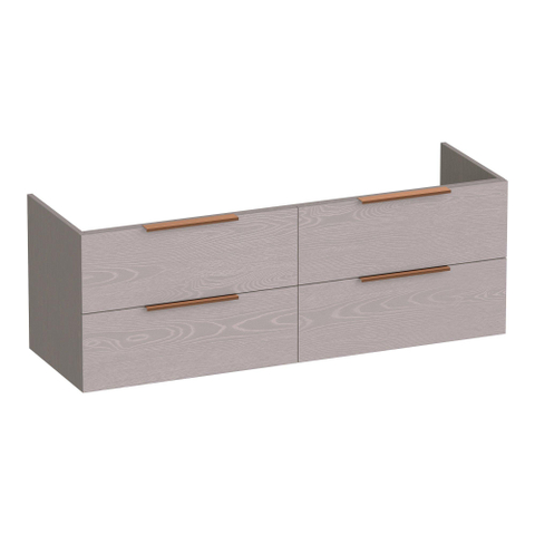 BRAUER Elevate meuble bas pour lavabo 140 sans poignées posées 4 tiroirs softclose et 2 découpes pour siphon - Timber Greige SW1200140