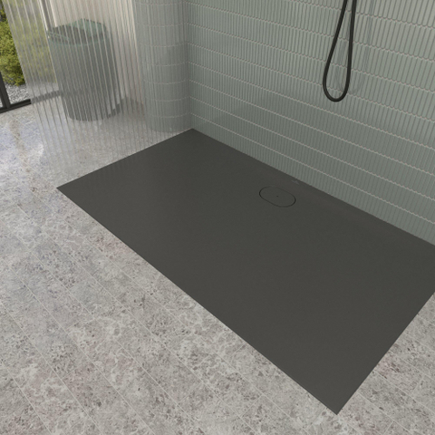 Villeroy & Boch Ecora douchebak - 160x90x3.5cm - afvoer lange zijde - anthracite (antraciet) SW1558993