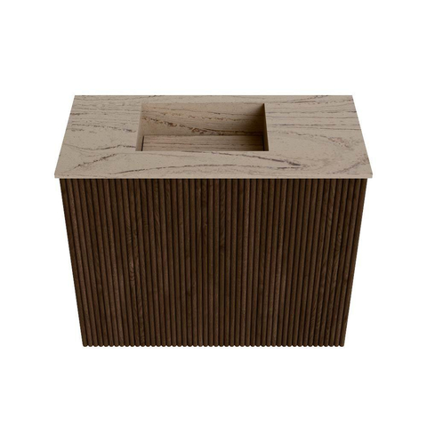Mondiaz JOYA-DLUX Meuble de salle de bains 50cm - couleur Walnut - Vasque FAYE position Gauche 1 trou de robinet couleur Arena. SW1424321