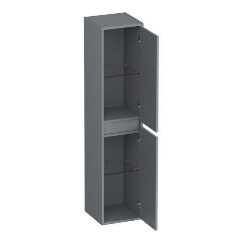 BRAUER Adore Wavy hoge kast - 160x35x35cm - 2 deuren - links- of rechtsdraaiend - greeploos - mat grijs SW1198514