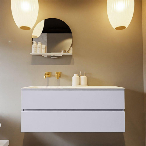 MONDIAZ VICA-DLUX Ensemble meuble de salle de bains - 120cm - meuble bas cale - 2 tiroirs - lavabo encastré cloud gauche - sans trous de robinet - version haute 60cm - opalo SW1088767