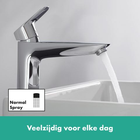 Hansgrohe Logis 1 greeps wastafelkraan - 190 met trekwaste - hoogglans chroom 0605644