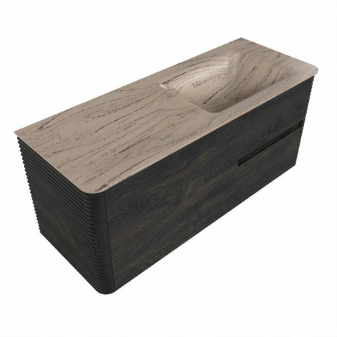 Mondiaz CIRO-DLUX Ensemble de meubles de salle de bains - 120x45x50cm - Plan vasque solid surface Arena - 1 lavabo à droite - sans trous de robinet - 2 tiroirs - Shadow SW1532352