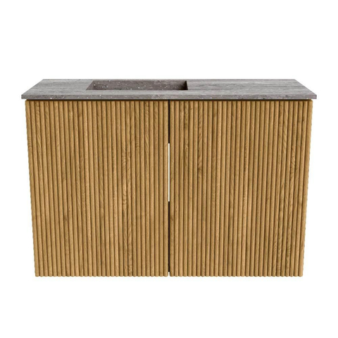 Mondiaz JOYA-DLUX 60cm toiletmeubel - kleur Oak - Wastafel FAYE positie Links Zonder kraangat kleur Oza. SW1424077