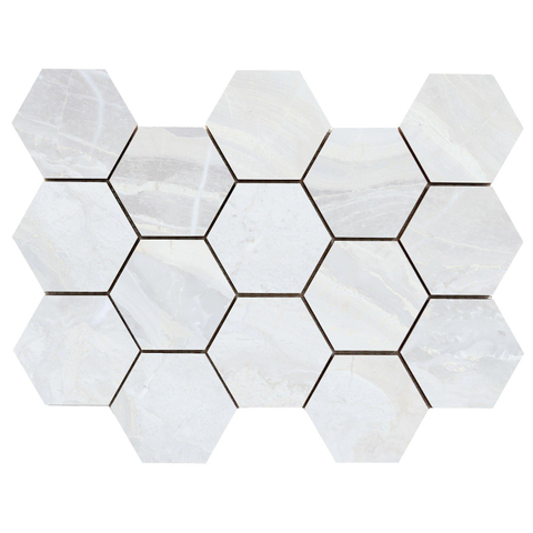 Terravito Ivello Mozaïektegel - 22.5x32.5cm - hexagon - 10mm - White gepolijst SW1119972