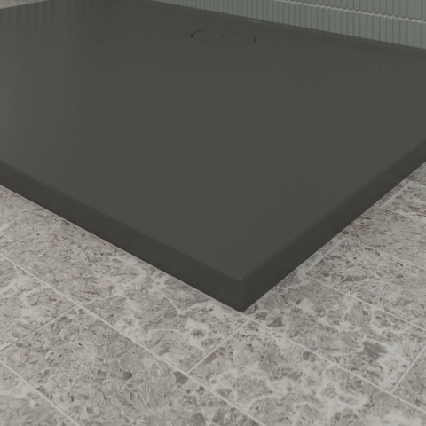Villeroy & Boch Ecora douchebak - 140x100x3.5cm - afvoer lange zijde - anthracite (antraciet) SW1558951