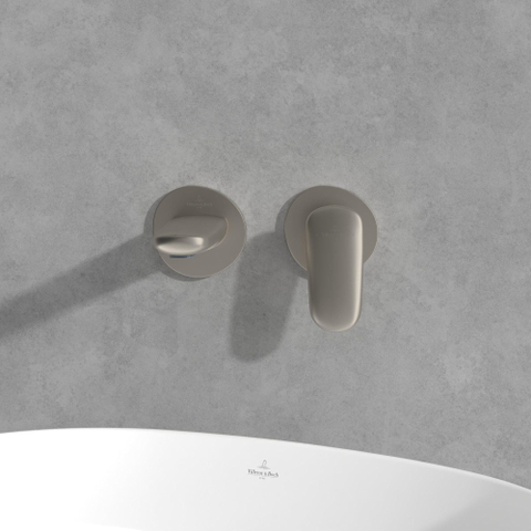 Villeroy & Boch Antao 2 gats - eengreeps wastafelmengkraan - wandmontage - Brushed Nickel (rvs) SW974179