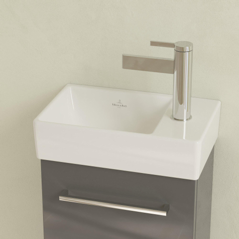 Villeroy & Boch Avento fontein - 1 kraangat rechts - zonder overloop - 36x22cm CeramicPlus - White Alpine (glans wit) SW445847
