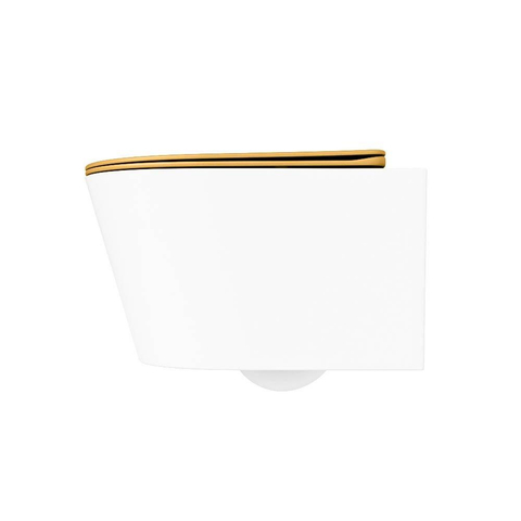 Mondiaz LAVIE hangtoilet – spoelrandloos – 36 x 53 cm – met softclose zitting – Talc (wit), zitting Ocher (geel) SW1208681