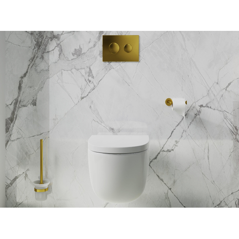 Fortifura Calvi porte-rouleau de papier toilette/porte-rouleau de réserve - sans couvercle - rond - PVD - Laiton brossé (or) SW639941