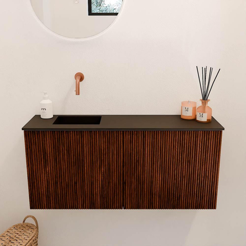 Mondiaz JOYA 90cm meuble de toilette - couleur Ruby - Vasque FAYE position Gauche Sans trou de robinet couleur Urban SW1421809