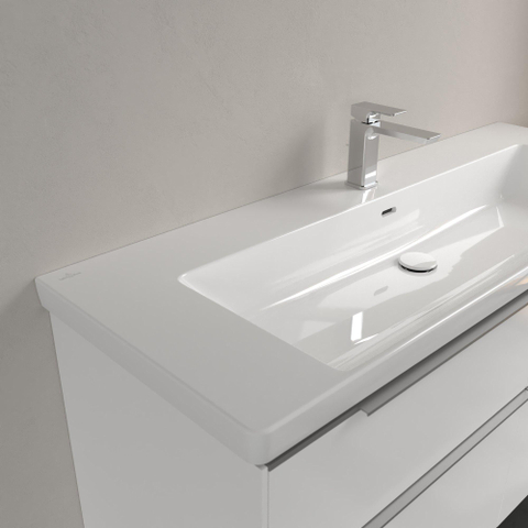 Villeroy & Boch Subway 3.0 meubelwastafel - 130x47x17cm Rechthoek - 1 kraangat - met overloopgat CeramicPlus - White Alpine (glans wit) SW702138