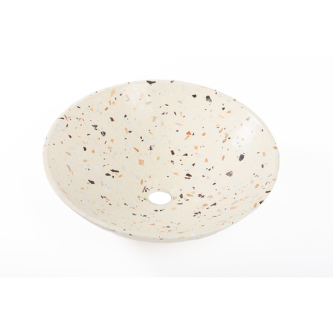 Saniclass Waskom - 42x42x12cm - rond - terrazzo - mat beige OUTLETSTORE STORE42400