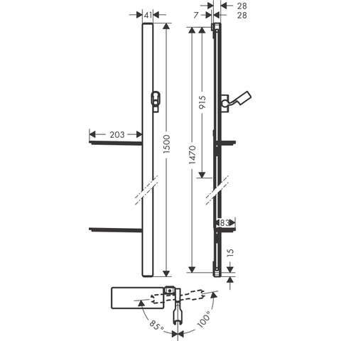 Hansgrohe Unica E - glijstang - met isiflex B - doucheslang - 160cm en casetta E zeepschaal - 150cm - hoogglans chroom SW157214