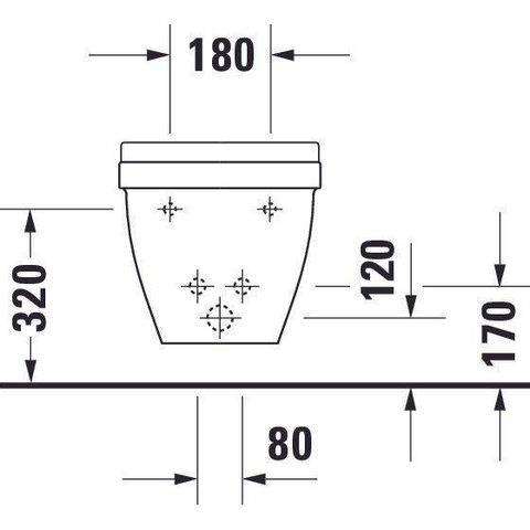Duravit Starck 3 Wandbidet - 355x320x540mm - 1 kraangat overl w.gliss - wondergliss - glans wit 0314145