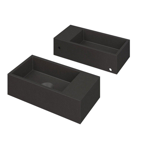 INK Versus Fontein - 36x18x9cm - wasbak links - 0 kraangaten - Quartz zwart OUT13675