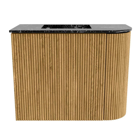Mondiaz JOYA-DLUX 51.6cm meuble de toilette - arrondi droit couleur Chêne - Vasque FAYE position Gauche 1 trou de robinet couleur Lava. SW1422058