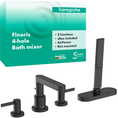 Hansgrohe Finoris mitigeur bain sur gorge - avec douchette - black chrome brossé (noir) SW1388786