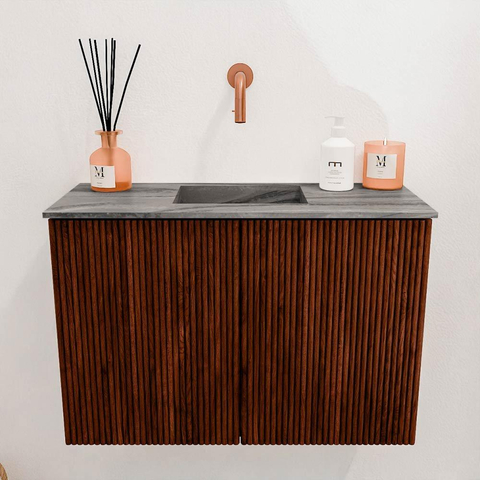 Mondiaz JOYA-DLUX 60cm toiletmeubel - kleur Ruby - Wastafel FAYE positie Midden Zonder kraangat kleur Sombra. SW1425651
