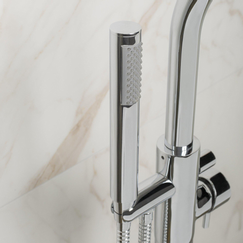 Crosswater Kai Lever staande badkraan - thermostatisch - 97.7cm - met handdouche - hoogglans chroom SW30920