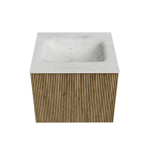 Mondiaz KURVE-DLUX Badkamermeubelset - 50x46x40cm - 1 lade - wastafel solid surface - midden - 1 kraangat - Dusk SW1415038