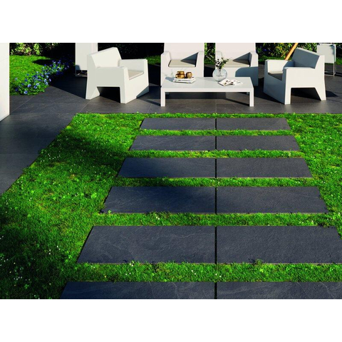 ÉCHANTILLON Terravito Alvella carreau mural et de sol - 60x120cm - 10.5mm - Rectangulaire - rectifié - Aspect pierre naturelle - Anthracite Mat SW735875