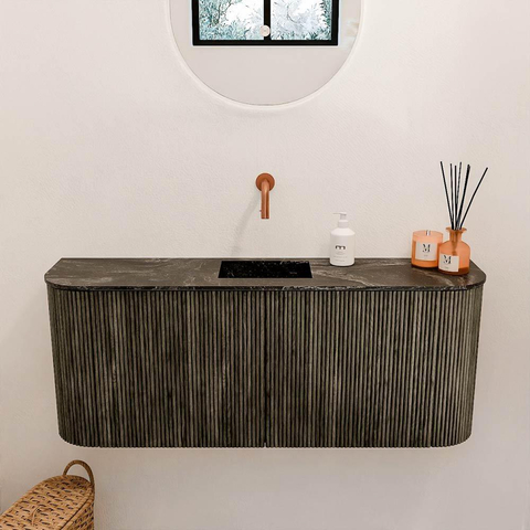 Mondiaz JOYA-DLUX 103.2cm toiletmeubel - ronding links en rechts kleur Shadow - Wastafel FAYE positie Midden Zonder kraangat kleur Lava. SW1422893