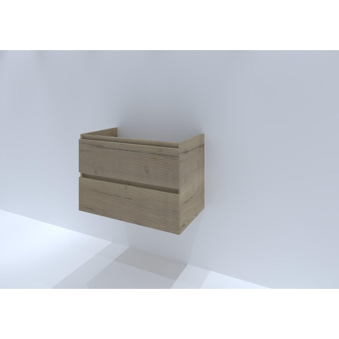 H&R Badmeubelen Infinity Wastafelonderkast - 80x44.8x55cm - 3D-front - 2 lades - greeploos - french oak SW748639
