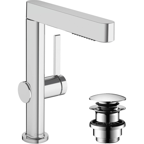 Hansgrohe Finoris Wastafelkraan - 230 - 2jet - met uittrekbare vuistdouche - met afvoerplug - hoogglans chroom SW651074