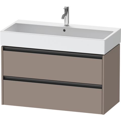 Duravit Ketho.2 Wastafelonderbouwkast - met 2 laden - 98.4x46x54.9cm - met grepen antraciet - basalt mat SW772220