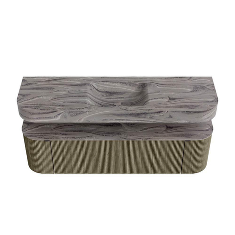 MONDIAZ THOR-DLUX 160cm meuble de salle de bains arrondi gauche + droite couleur Shadow avec 1 tiroir et 2 portes. Vasque suspendue CLOUD Milieu sans trou de robinet couleur Sombra. SW1467730